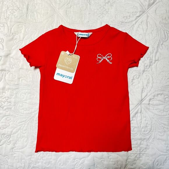 NWT Mayoral Bow Lettuce Hem Shirt Size 3 - Picture 2 of 4